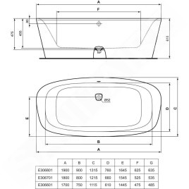 Ideal Standard Dea - Baignoire sur pied 1.800x800 mm, blanc E306701