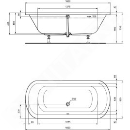 Ideal Standard Hotline - Baignoire OVAL 1.800x800 mm, blanc K275601