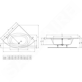 Ideal Standard Hotline - Baignoire d'angle 1.500x1.500 mm, blanc K275201