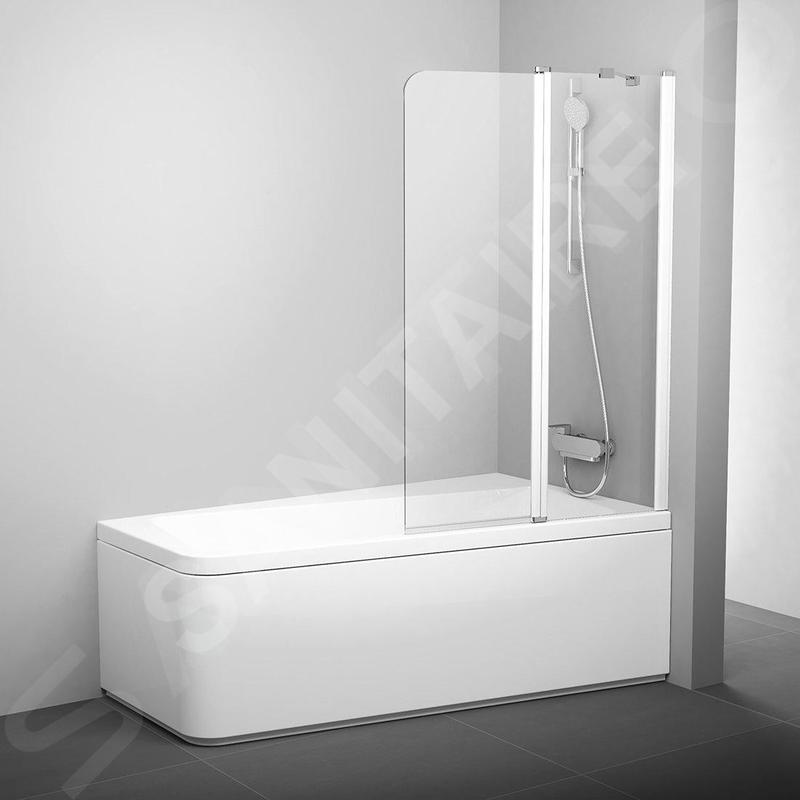 Ravak 10° - Paroi de baignoire en deux parties 10CVS2, droite, 990x1500 mm, blanc/verre transparent 7QRA0103Z1