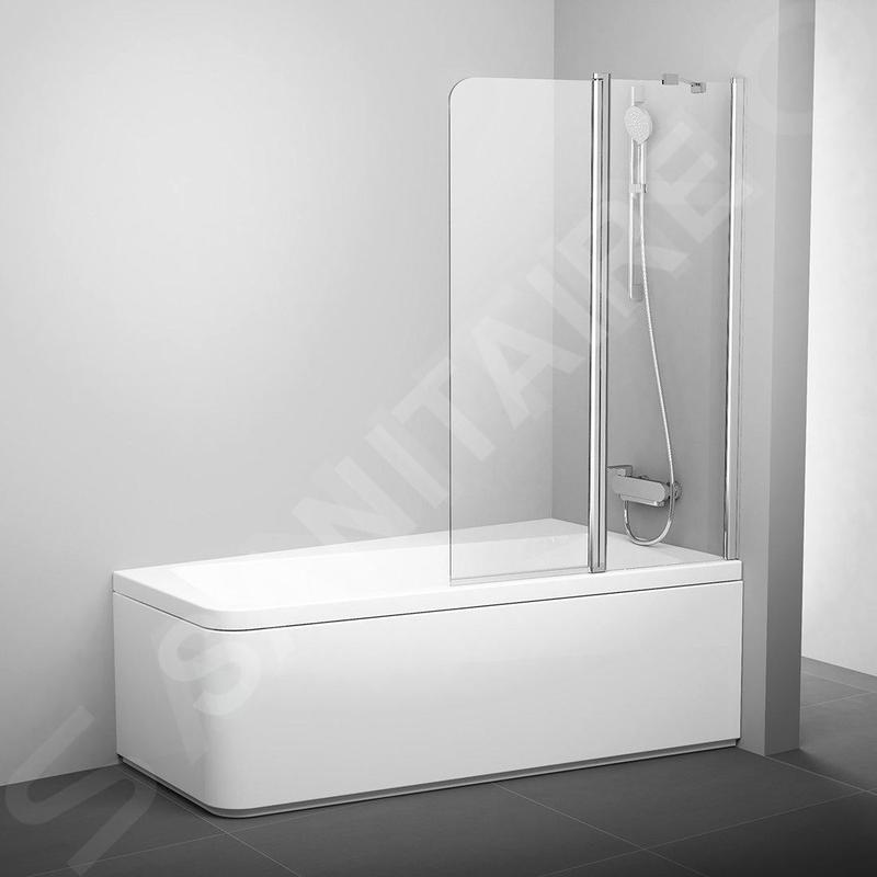 Ravak 10° - Paroi de baignoire en deux parties 10CVS2, droite, 990x1500 mm, aluminium brillant/verre transparent 7QRA0C03Z1