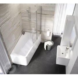 Ravak 10° - Paroi de baignoire en deux parties 10CVS2, droite, 990x1500 mm, aluminium brillant/verre transparent 7QRA0C03Z1