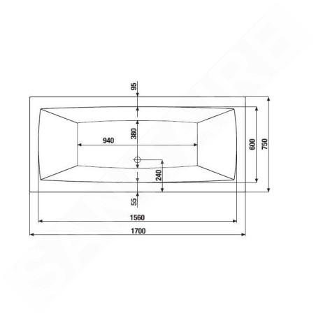 Jika Cubito Pure - Baignoire 1700x750 mm, vidage au centre, blanc H2264200000001