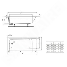 Ideal Standard Connect Air - Baignoire 1.500x700 mm, blanc T361301