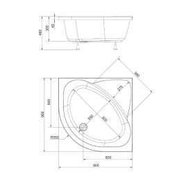 Polysan Receveurs de douche - Receveur de douche SELMA, 900x900 mm, blanc 28611