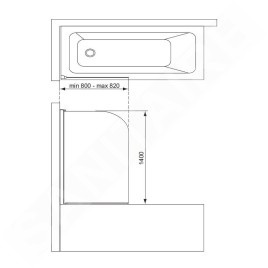 Ideal Standard Connect 2 - Cabine de douche 800 x 1400 mm, silver bright/verre clair T9924EO