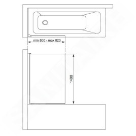 Ideal Standard Connect 2 - Cabine de douche 800 x 1400 mm, silver bright/verre clair T9923EO