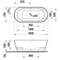 Laufen Pro - Baignoire ilôt 1650x750x550 mm, avec bonde, blanc H2399520000001 Laufen Pro - Baignoire ilôt 1650x750x550 mm, avec bonde, blanc H2399520000001
