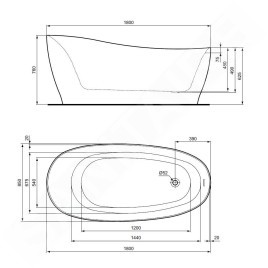 Ideal Standard Around - Baignoire îlot asymétrique 1800x850 mm, blanc mat K8715V1