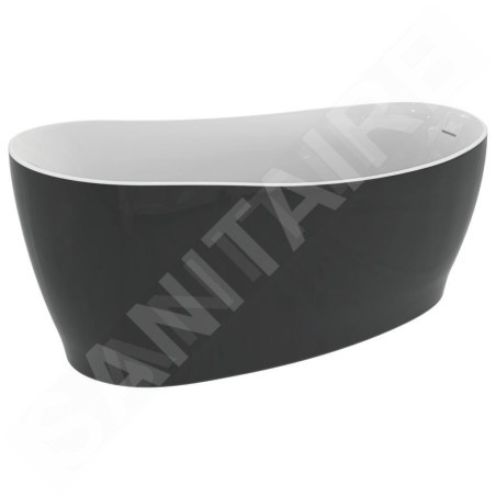 Ideal Standard Around - Baignoire îlot asymétrique 1800x850 mm, blanc brillant/noir brillant K8715V2