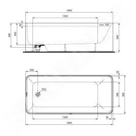 Ideal Standard Conca Ceram - Baignoire îlot 1800x800 mm, blanc mat K8830EN