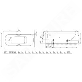 Bette Form - Baignoire à encastrer 1600x750 mm, 2 trous pour poignée, blanc 2944-0002GR