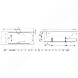 Bette Form - Baignoire encastrable 1750x750 mm, 2 trous pour poignée, blanc 2949-0002GR