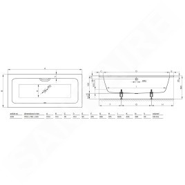 Bette One - Baignoire encastrable 1700x750 mm, BetteGlaze Plus, blanc 3312-000PLUS