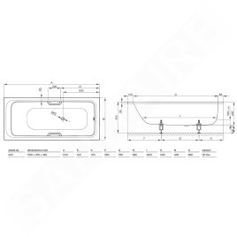 Bette Select - Baignoire encastrable 1700x700 mm, BetteGlaze Plus, blanc 3411-000PLUS