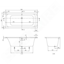 Villeroy & Boch Architectura - Baignoire Duo 1700x800 mm, blanc UBA178ARA2V-01