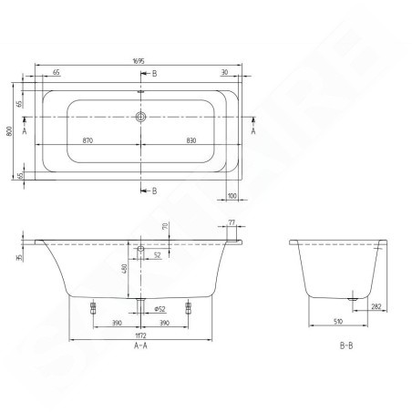 Villeroy & Boch Architectura - Baignoire Duo 1700x800 mm, blanc UBA178ARA2V-01