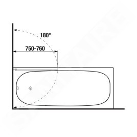 Jika Nion - Paroi de baignoire en une partie G/D, 750x1500 mm, Jika perla Glass, argent/verre transparent H2572N50026681