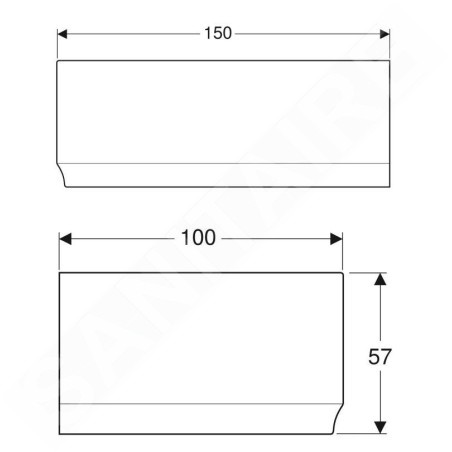 Geberit Selnova - Panneau frontal pour baignoire d'angle gauche Selnova, 1500 mm, blanc 554.872.01.1