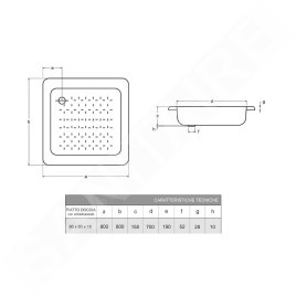 Aqualine Receveurs - Receveur de douche émaillé, 800x800x160 mm, blanc PD80x80