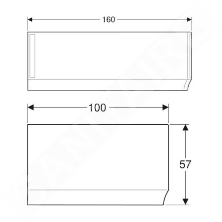 Geberit Selnova - Panneau frontal pour baignoire d'angle droite Selnova, 1600 mm, blanc 554.875.01.1
