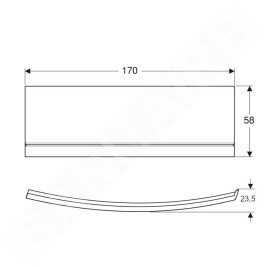 Geberit Selnova Square - Panneau frontal pour baignoire asymétrique,1700 mm, blanc 554.892.01.1