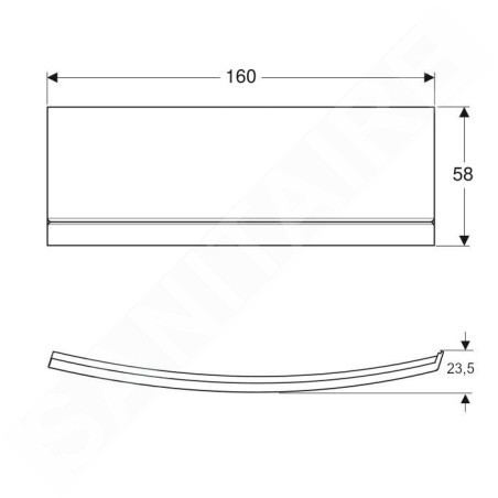 Geberit Selnova Square - Panneau frontal pour baignoire asymétrique, 1600 mm, blanc 554.893.01.1