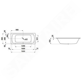 Laufen Pro - Baignoire 1800x800x450 mm, blanc H2279500000401