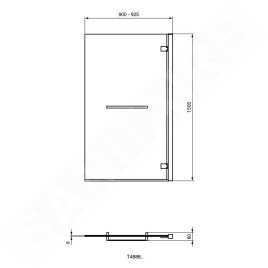 Ideal Standard i.Life - Paroi de baignoire avec porte-serviette, 900 mm, droite, silver bright / verre clair T4888EO