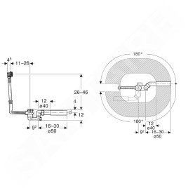 Geberit Accessoires - Garniture de vidage et de trop-plein pour baignoire avec remplissage, longueur 260 mm, kit pour