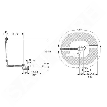 Geberit Accessoires - Garniture de vidage et de trop-plein pour baignoire avec remplissage, longueur 730 mm, chrome 150.701.00.6