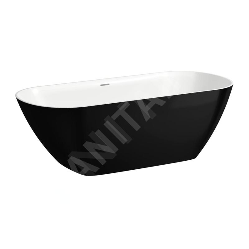 Laufen Lua - Baignoire en îlot, 170x75 cm, ClickClack, noir/blanc H2200820640001