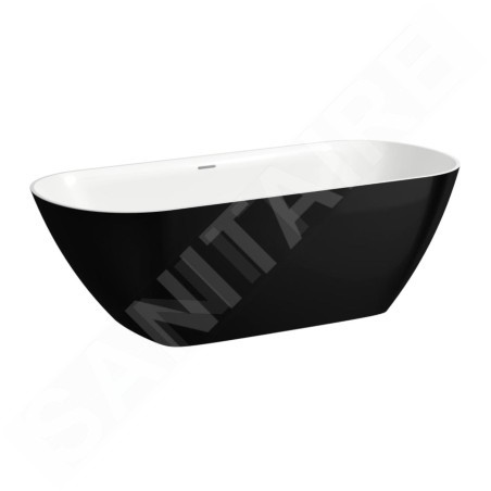 Laufen Lua - Baignoire en îlot, 170x75 cm, ClickClack, noir/blanc H2200820640001