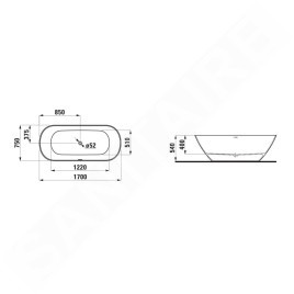 Laufen Lua - Baignoire 170x75 cm, blanc H2200820000001