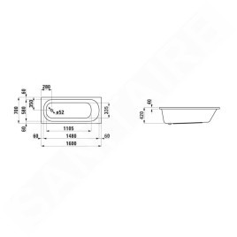 Laufen Lua - Baignoire 160x70 cm, blanc H2300800000001