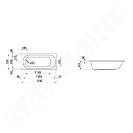 Laufen Lua - Baignoire 170x75 cm, blanc H2320800000001
