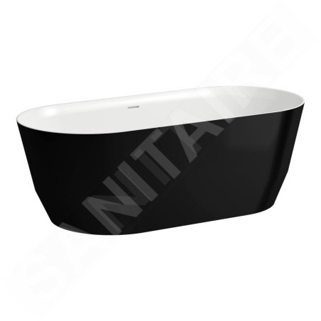 Laufen Pro - Baignoire 165x75 cm, noir brillant/blanc H2399520640001