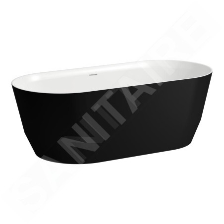 Laufen Pro - Baignoire 165x75 cm, noir mat/blanc H2399520680001