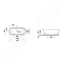 Laufen Pro - Baignoire 165x75 cm, noir mat/blanc H2399520680001