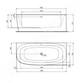 Ideal Standard Dea - Baignoire 180x80 cm, à droite, blanc T549101