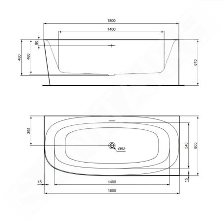 Ideal Standard Dea - Baignoire 180x80 cm, à droite, blanc T549101