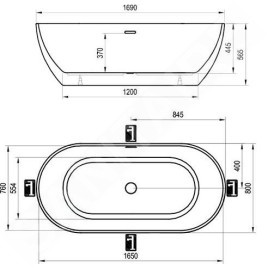 Ravak Freedom O - Baignoire autoportante 169x80 cm, blanche XC00100044