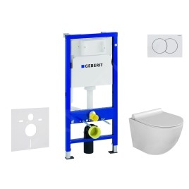 Geberit Duofix - Set de bâti-support, cuvette Gaia et abattant softclose, plaque de déclenchement Delta01, blanc alpin