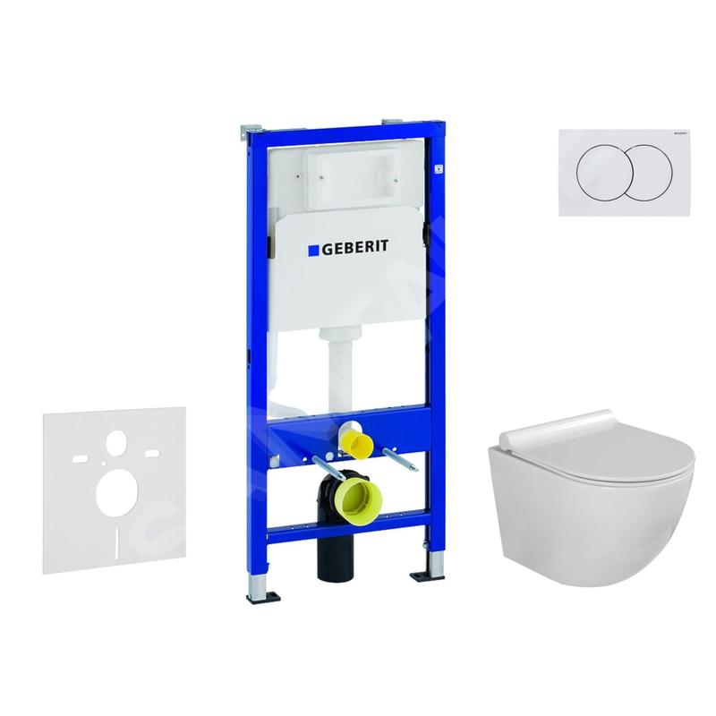 Geberit Duofix - Set de bâti-support, cuvette Gaia et abattant softclose, plaque de déclenchement Delta01, blanc alpin