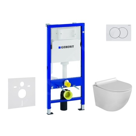 Geberit Duofix - Set de bâti-support, cuvette Gaia et abattant softclose, plaque de déclenchement Delta01, blanc alpin
