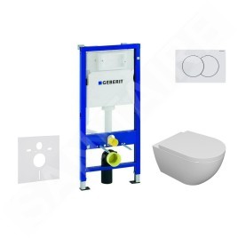 Geberit Duofix - Set de bâti-support, cuvette Oudee et abattant softclose, plaque de déclenchement Delta01, blanc alpin
