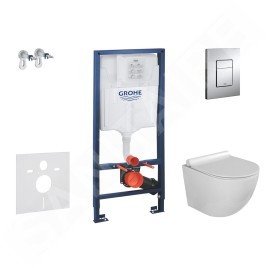Grohe Rapid SL - Set de bâti-support, cuvette Gaia et abattant softclose, plaque de déclenchement Skate Cosmopolitan, chrome