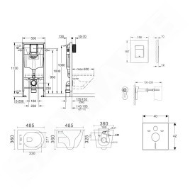 Grohe Rapid SL - Set de bâti-support, cuvette Gaia et abattant softclose, plaque de déclenchement Skate Cosmopolitan, chrome