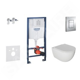 Grohe Rapid SL - Set de bâti-support, cuvette Oudee et abattant softclose, plaque de déclenchement Skate Cosmopolitan, chrome