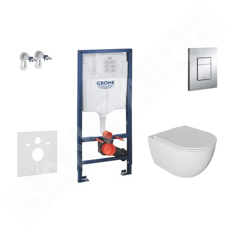 Grohe Rapid SL - Set de bâti-support, cuvette Oudee et abattant softclose, plaque de déclenchement Skate Cosmopolitan, chrome